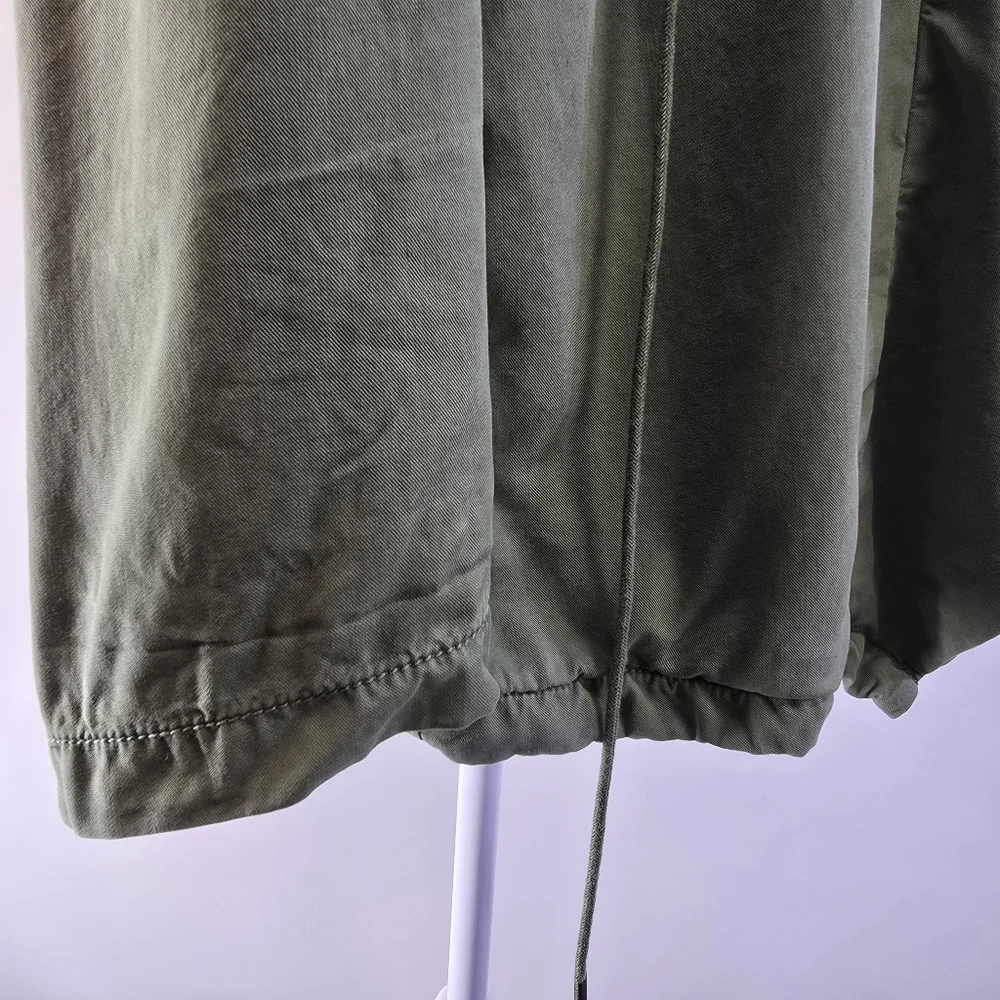 Sanctuary- Draped Utility Jacket with Waist Drawstring. Size Large. Army Green.